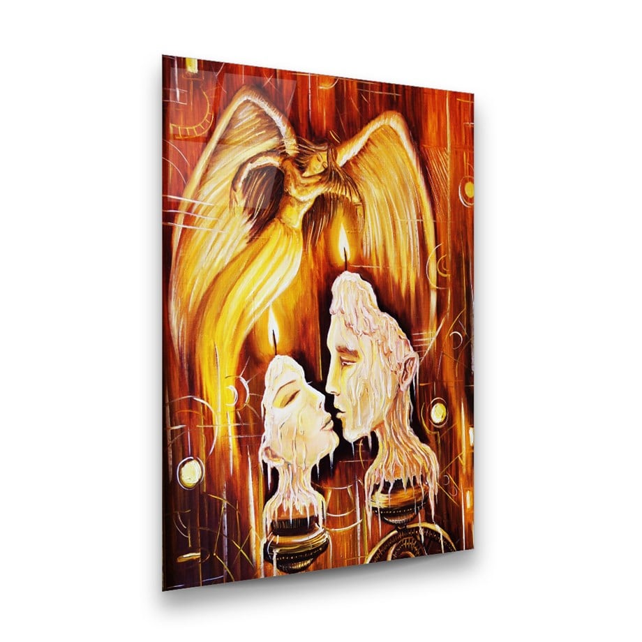 Melek Manipülasyon Dikey Cam Tablo-Glass Art Concept