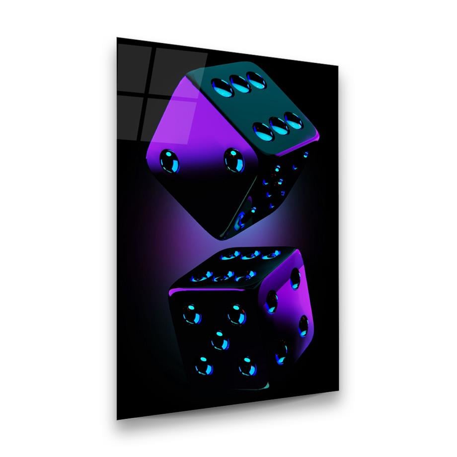 Mor Zarlar Dikey Cam Tablo-Glass Art Concept
