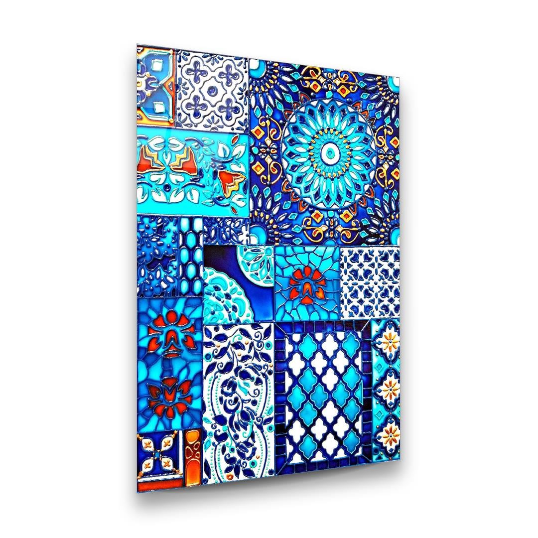 Mozaik Çalışmalar Dikey Cam Tablo-Glass Art Concept