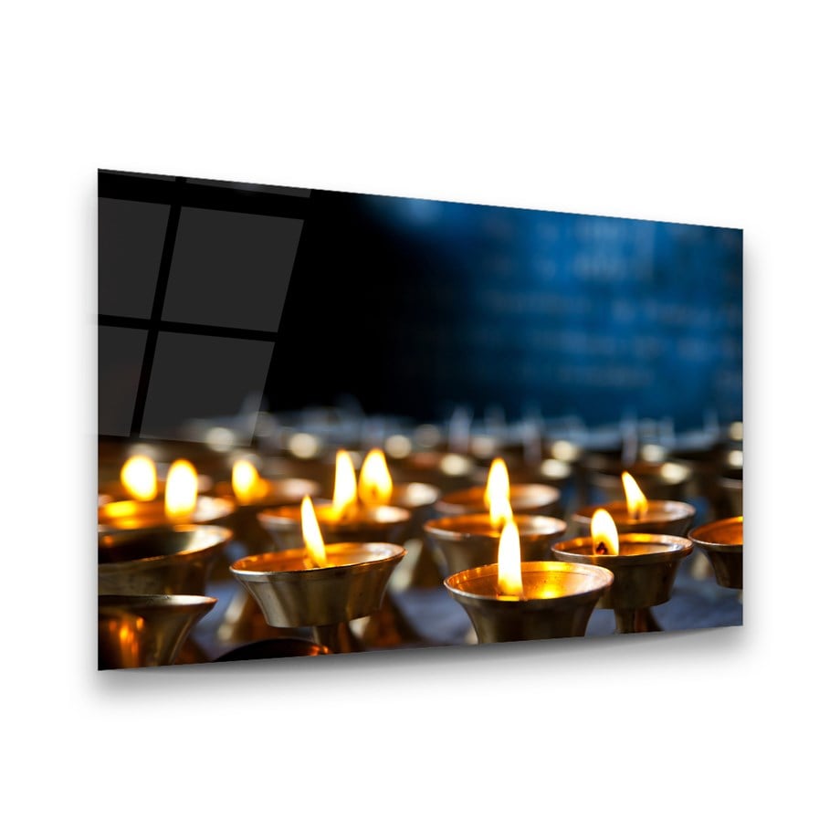 Mumlar Yatay Cam Tablo-Glass Art Concept