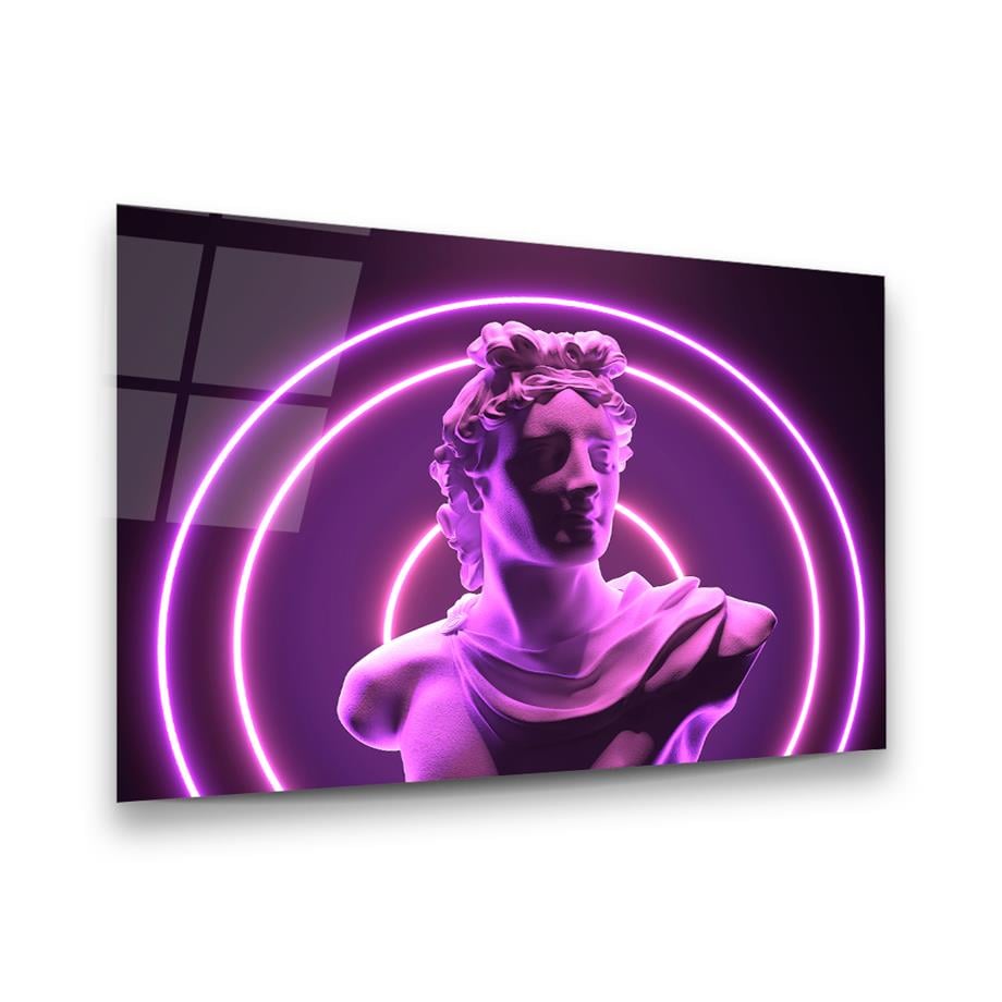 Neon Heykel Yatay Cam Tablo-Glass Art Concept