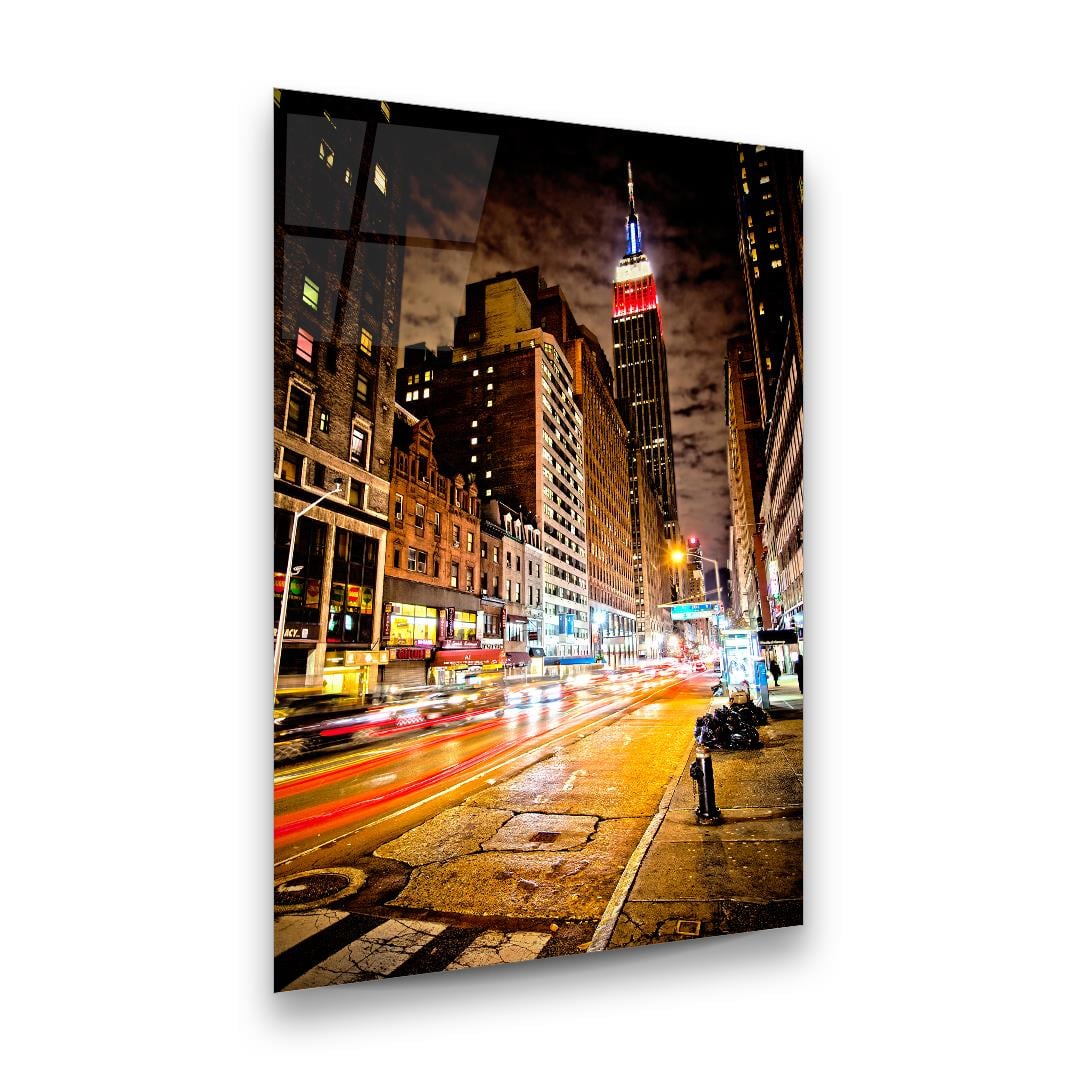 New York Empire State Building Dikey Cam Tablo-Glass Art Concept