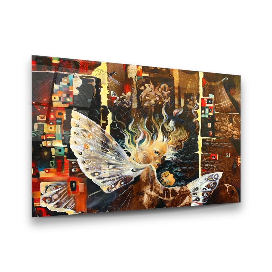 Peri İlüstratör Yatay Cam Tablo-Glass Art Concept