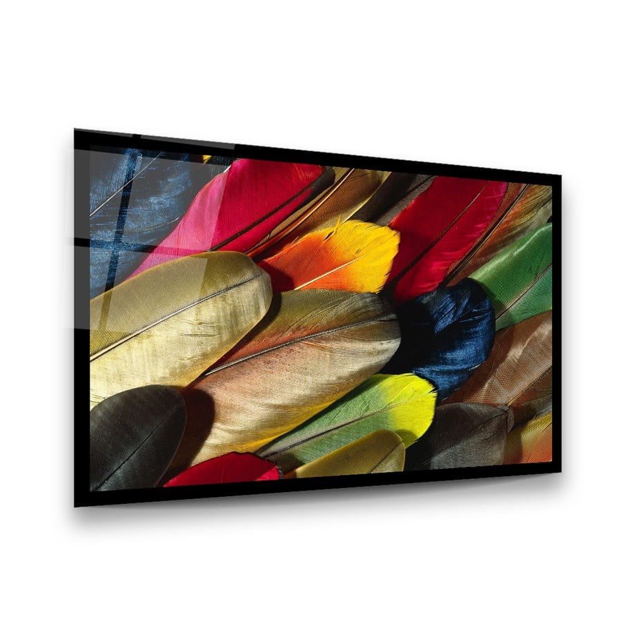 Renkli Yapraklar Yatay Cam Tablo-Glass Art Concept