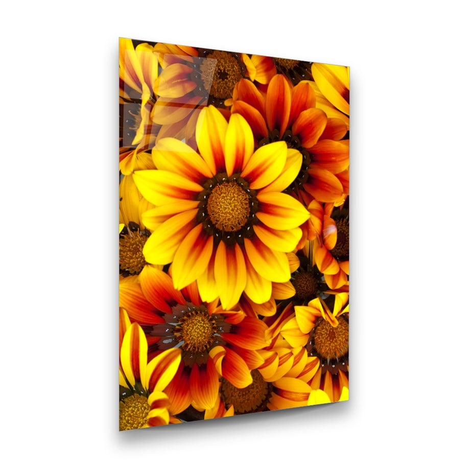 Sarı Çiçek Dikey Cam Tablo