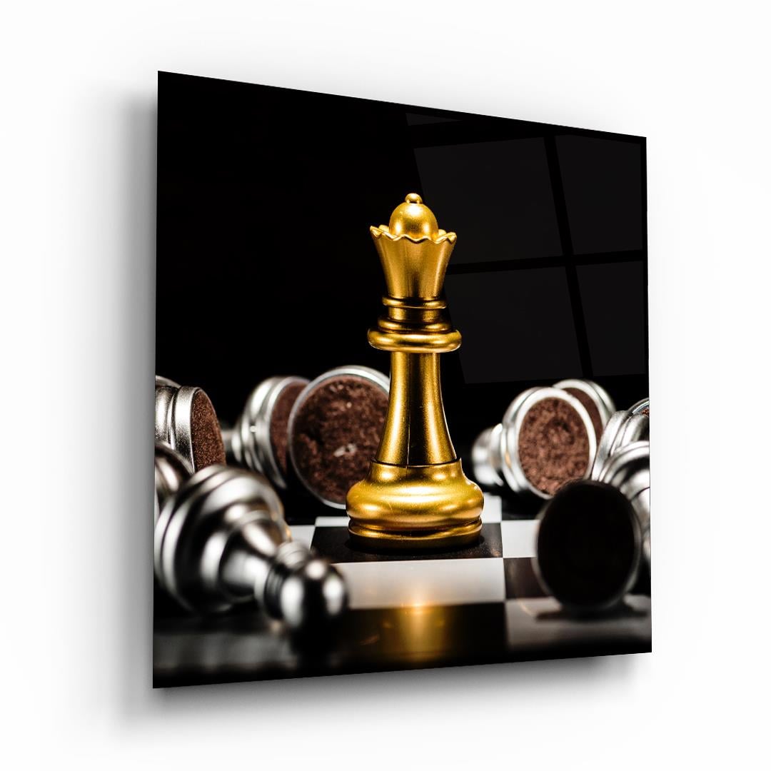 Satranç 2 Kare Cam Tablo-Glass Art Concept