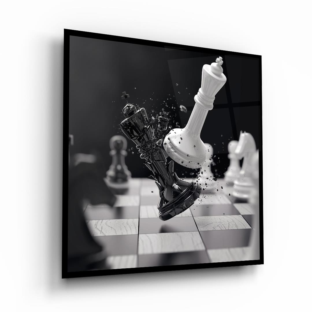 Satranç Kare Cam Tablo-Glass Art Concept