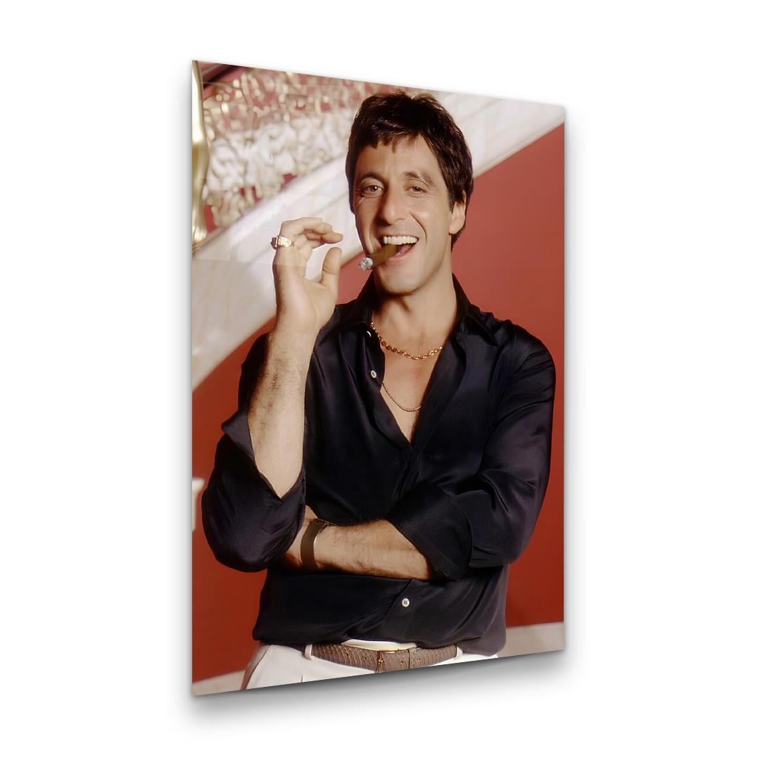 Scarface Dikey Cam Tablo-Glass Art Concept