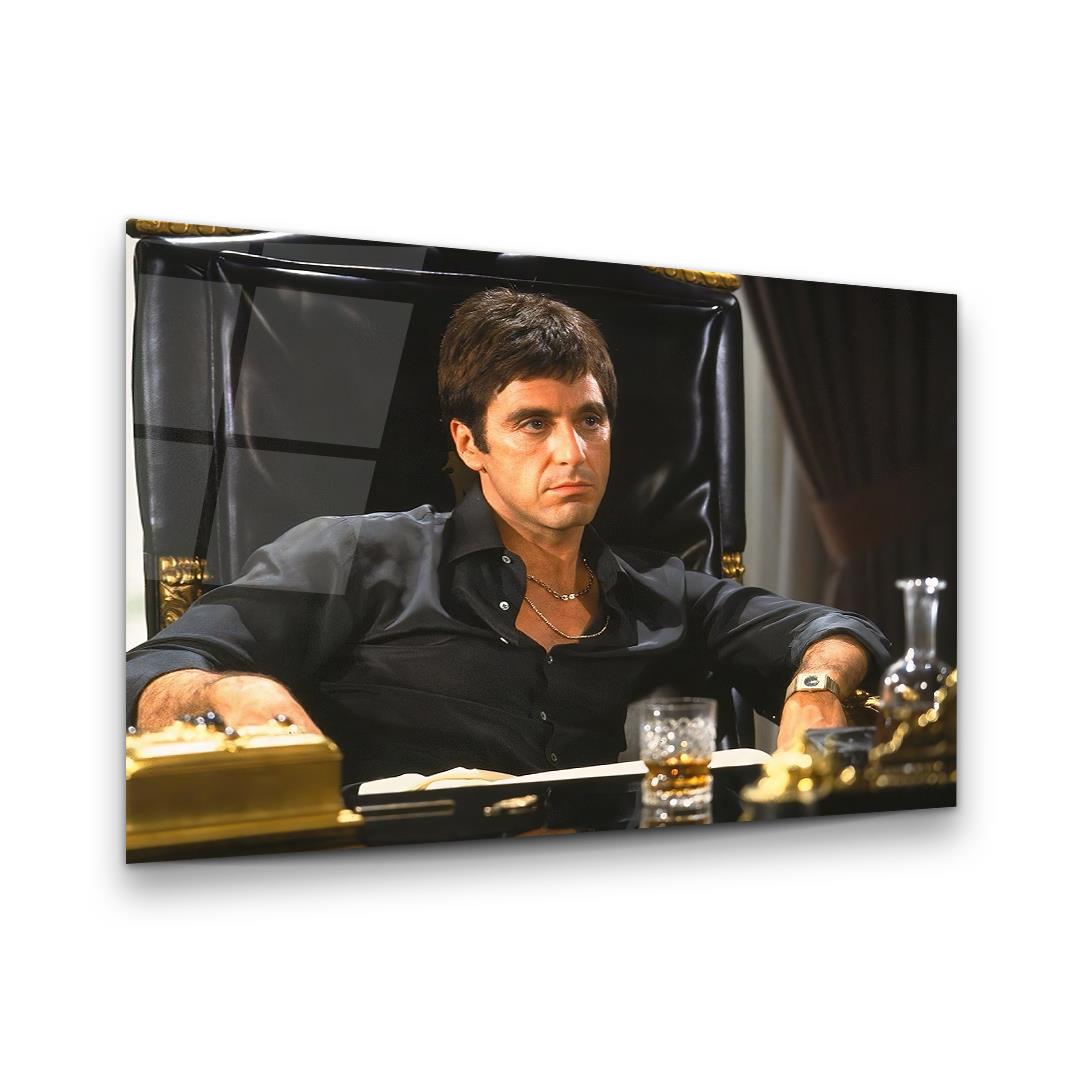 Scarface Yatay Cam Tablo-Glass Art Concept