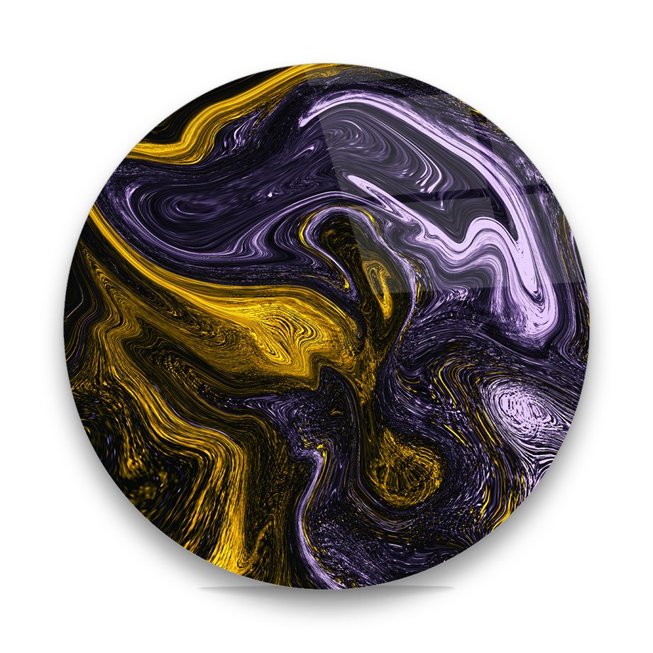 Soyut Desen Yuvarlak Cam Tablo-Glass Art Concept