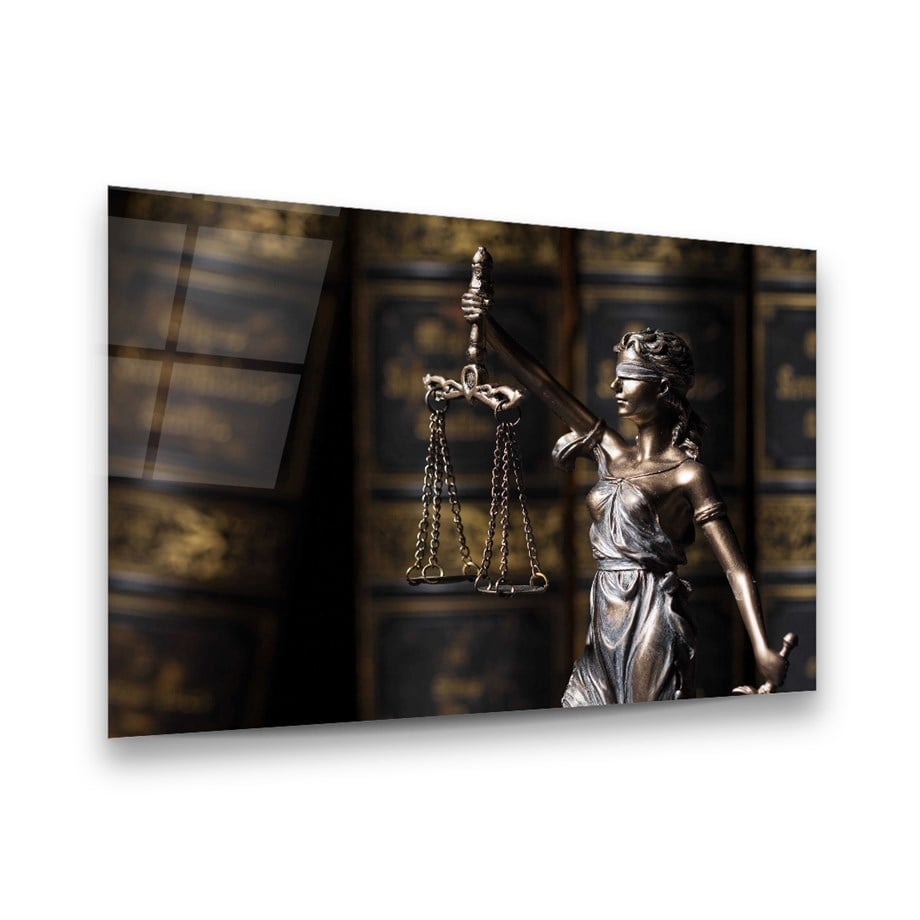 Themis Heykeli Yatay Cam Tablo-Glass Art Concept