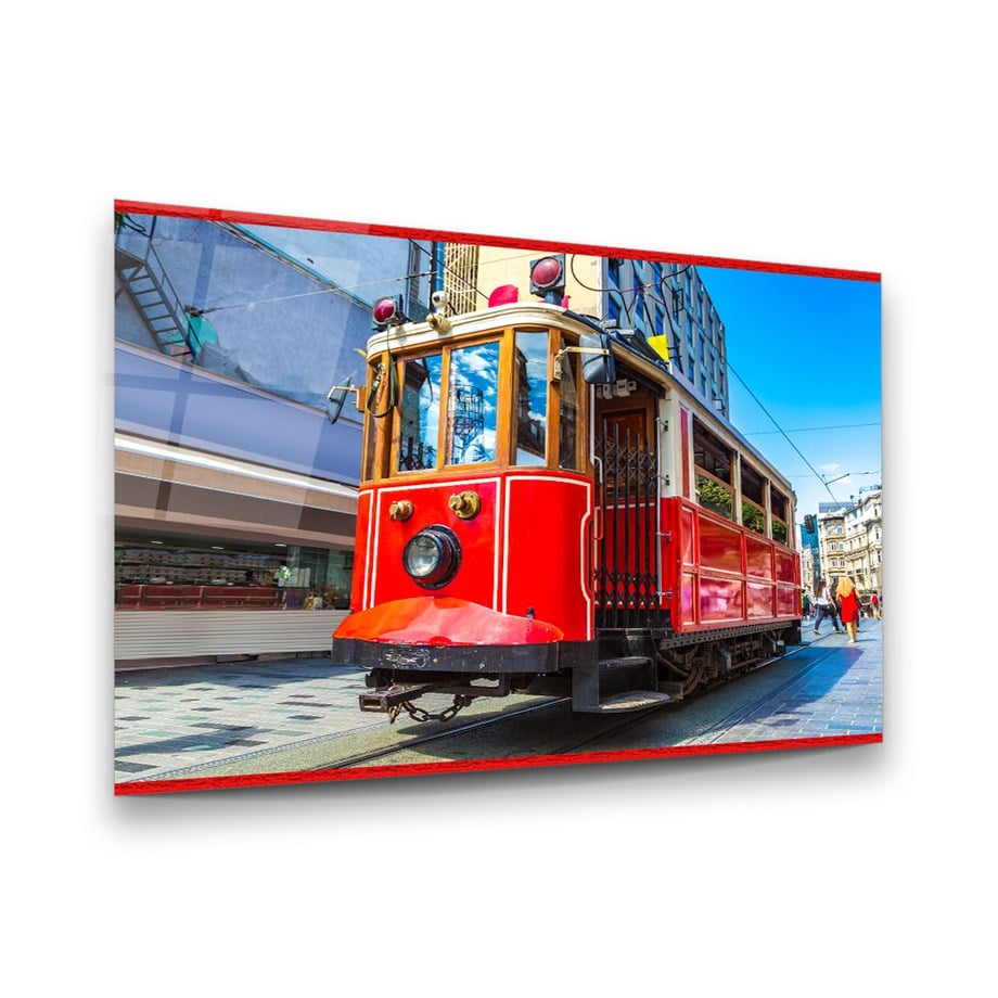 Tramvay Yatay Cam Tablo-Glass Art Concept