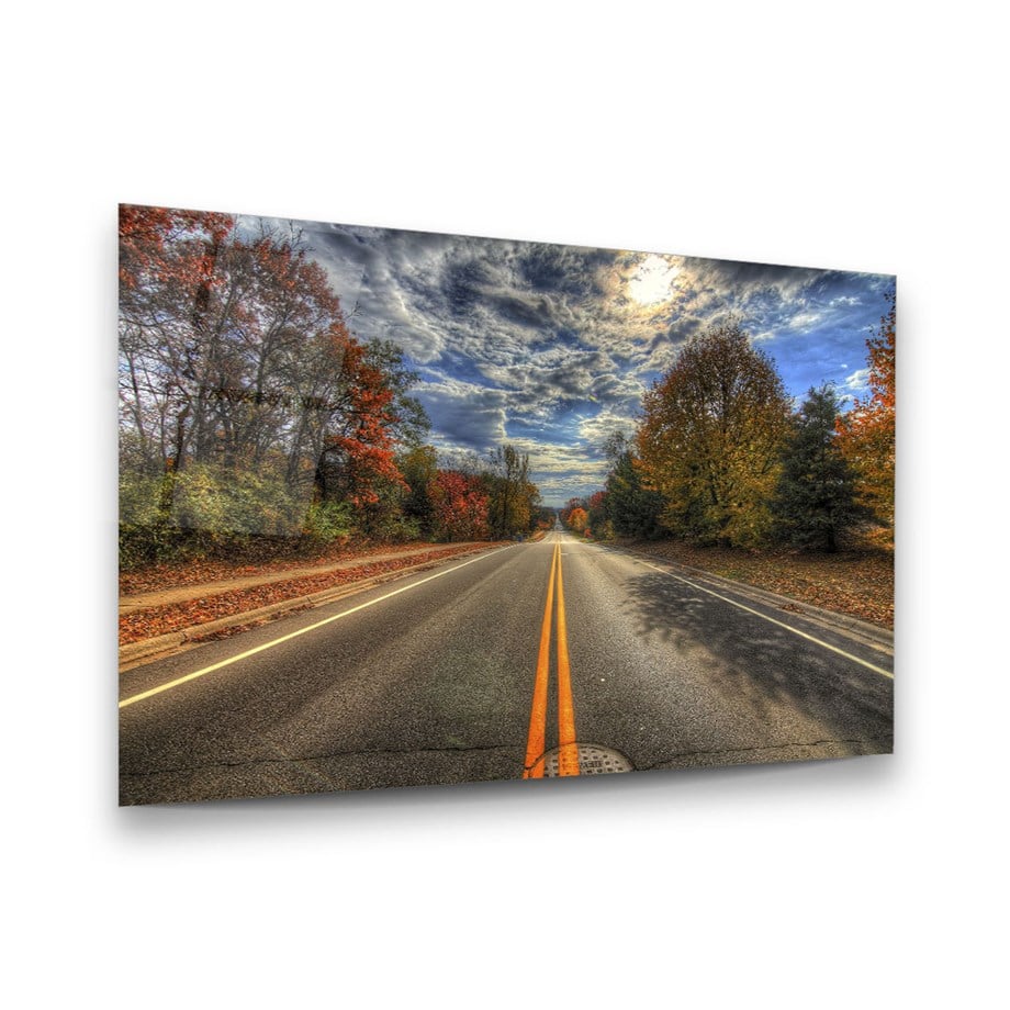 Uzun Yol Yatay Cam Tablo-Glass Art Concept