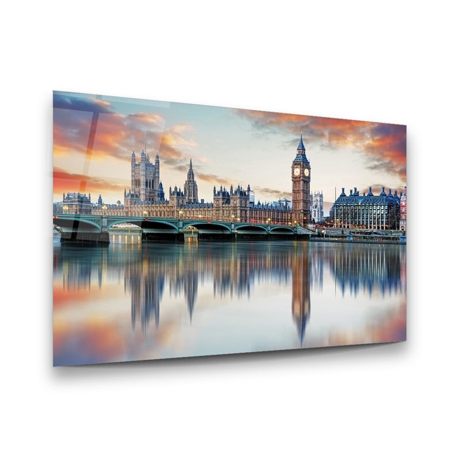 Westminster Sarayı Yatay Cam Tablo-Glass Art Concept