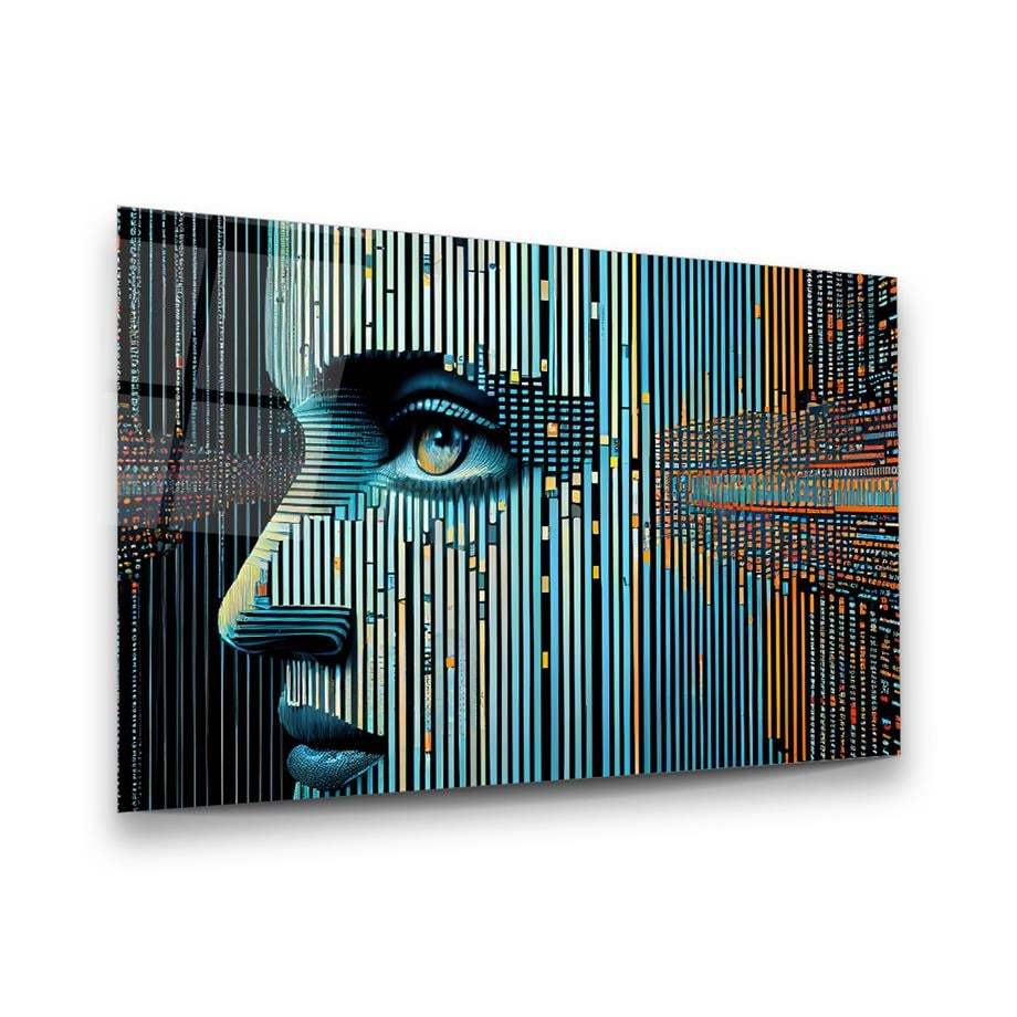 Yapay Zeka Tasarım Yatay Cam Tablo-Glass Art Concept