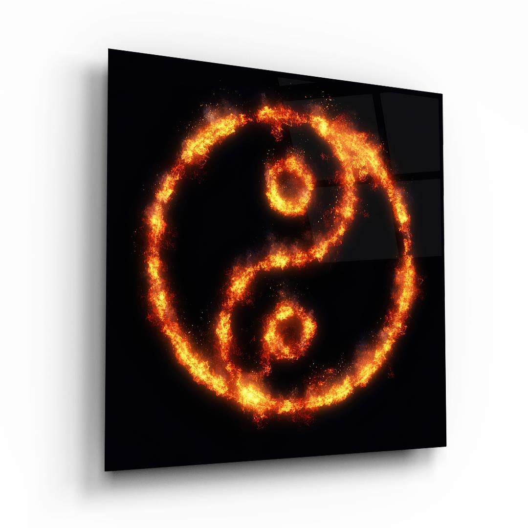 Yin ile Yang Kare Cam Tablo-Glass Art Concept