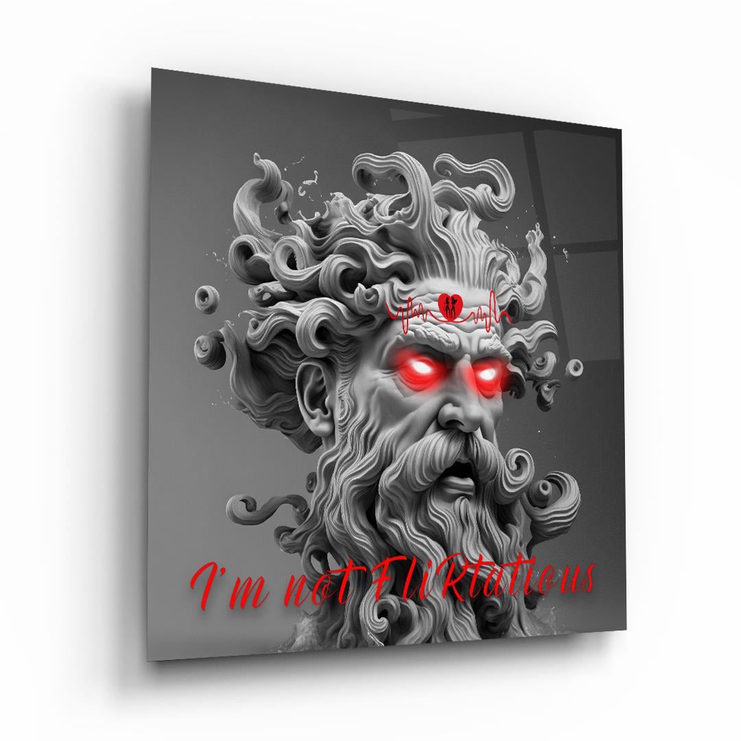 Yunan Tanrısı Zeus Kare Cam Tablo-Glass Art Concept