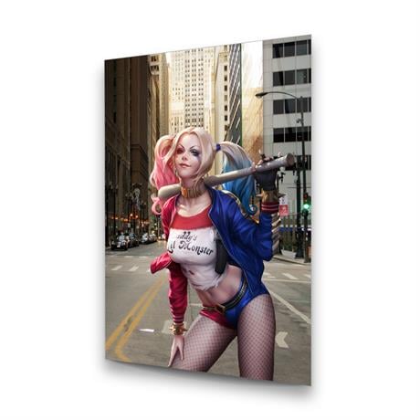 Harley Quinn Dikey Cam Tablo Glass Art Concept
