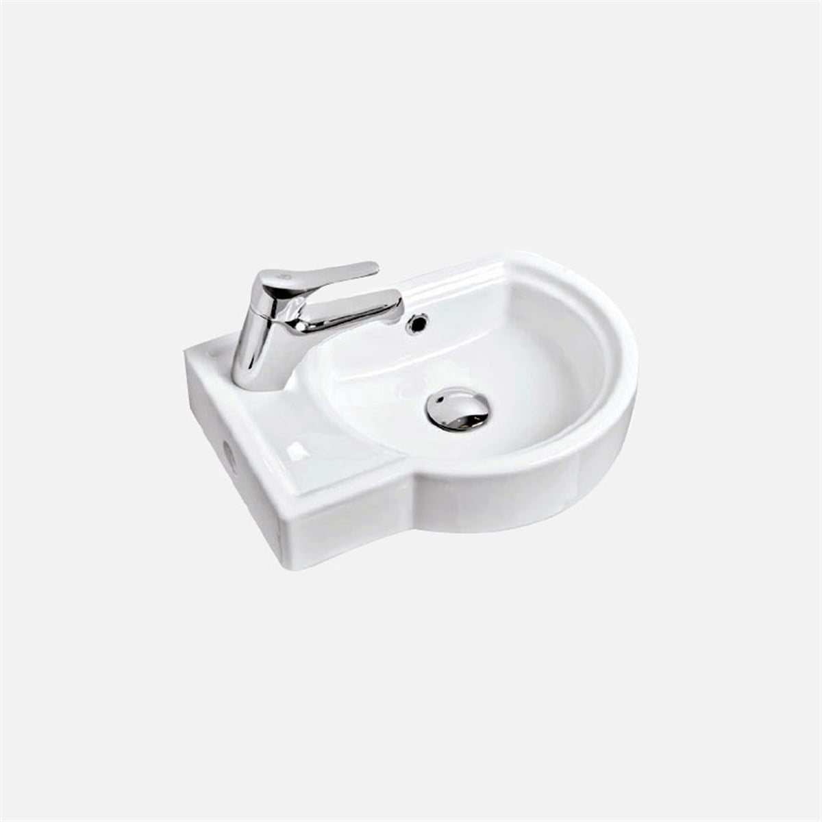 Güral Vit 30 cm x 43 cm Puzzle Lavabo Sol Batarya Delikli Beyaz  