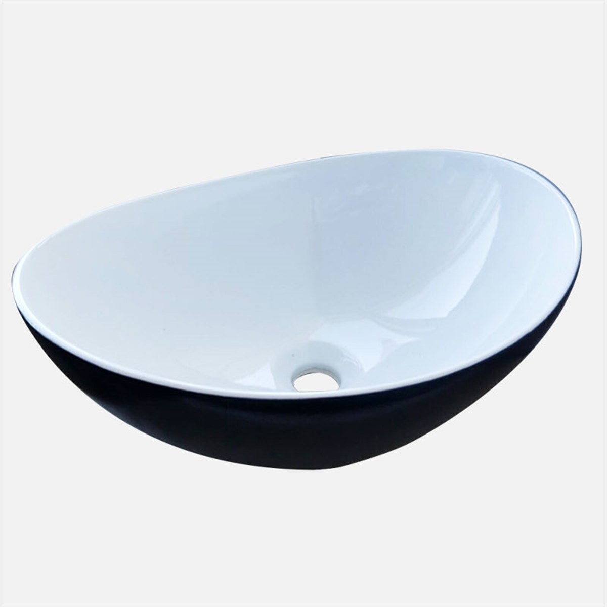 Güral Vit Çanak Lavabo Mat Siyah Beyaz Mobilya Üstü 40,6 cm x 32,2 cm