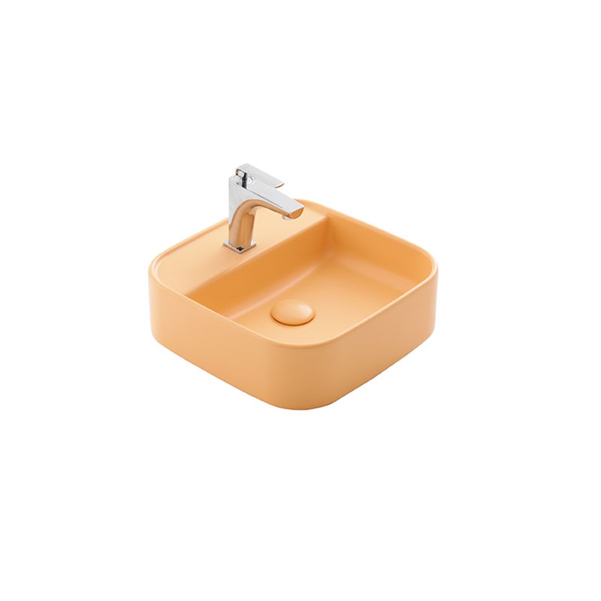 Güral Vit Nova Batarya Delikli Lavabo Mat Hardal 42 cm x 42 cm