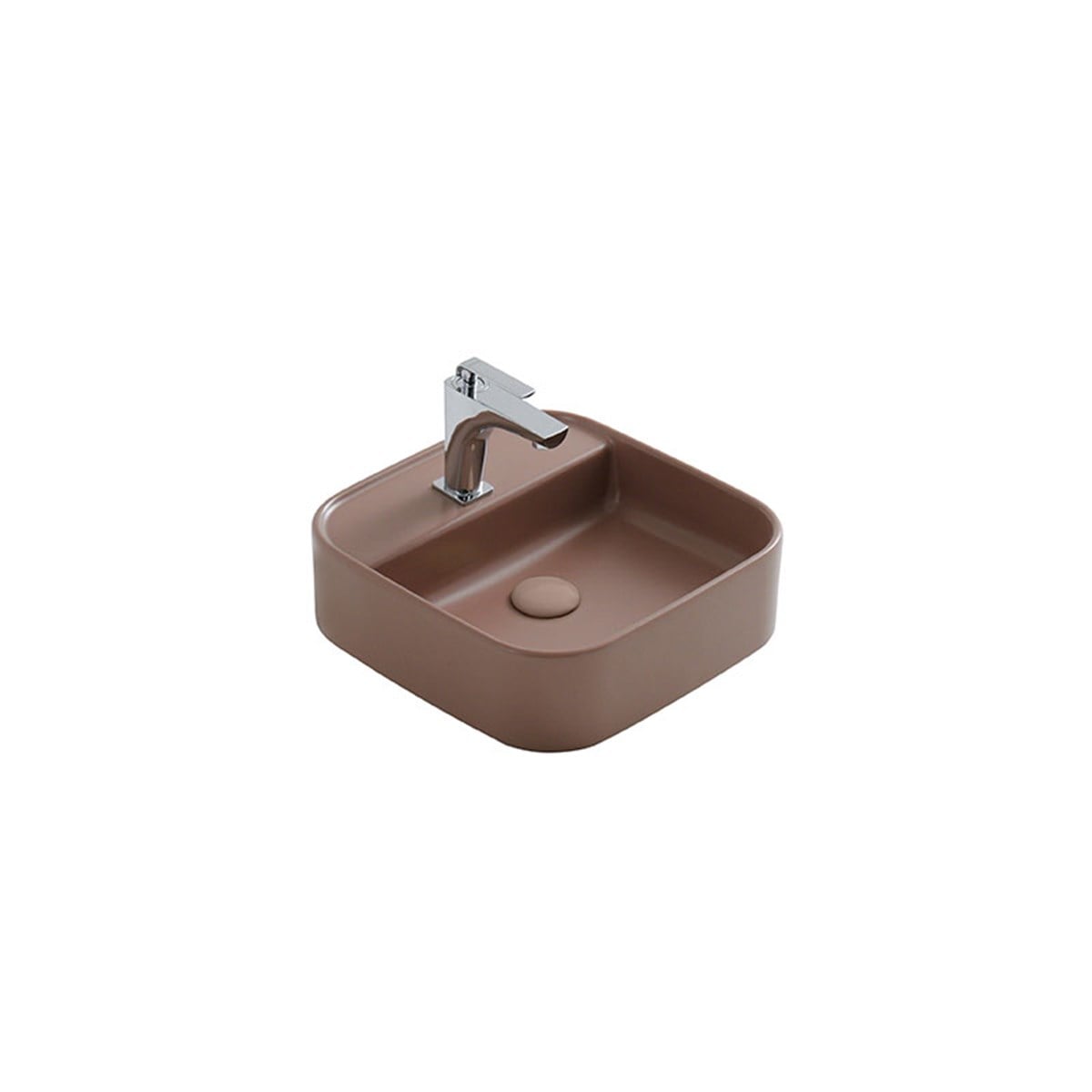 Güral Vit Nova Batarya Delikli Lavabo Mat Kahve 42 cm x 42 cm