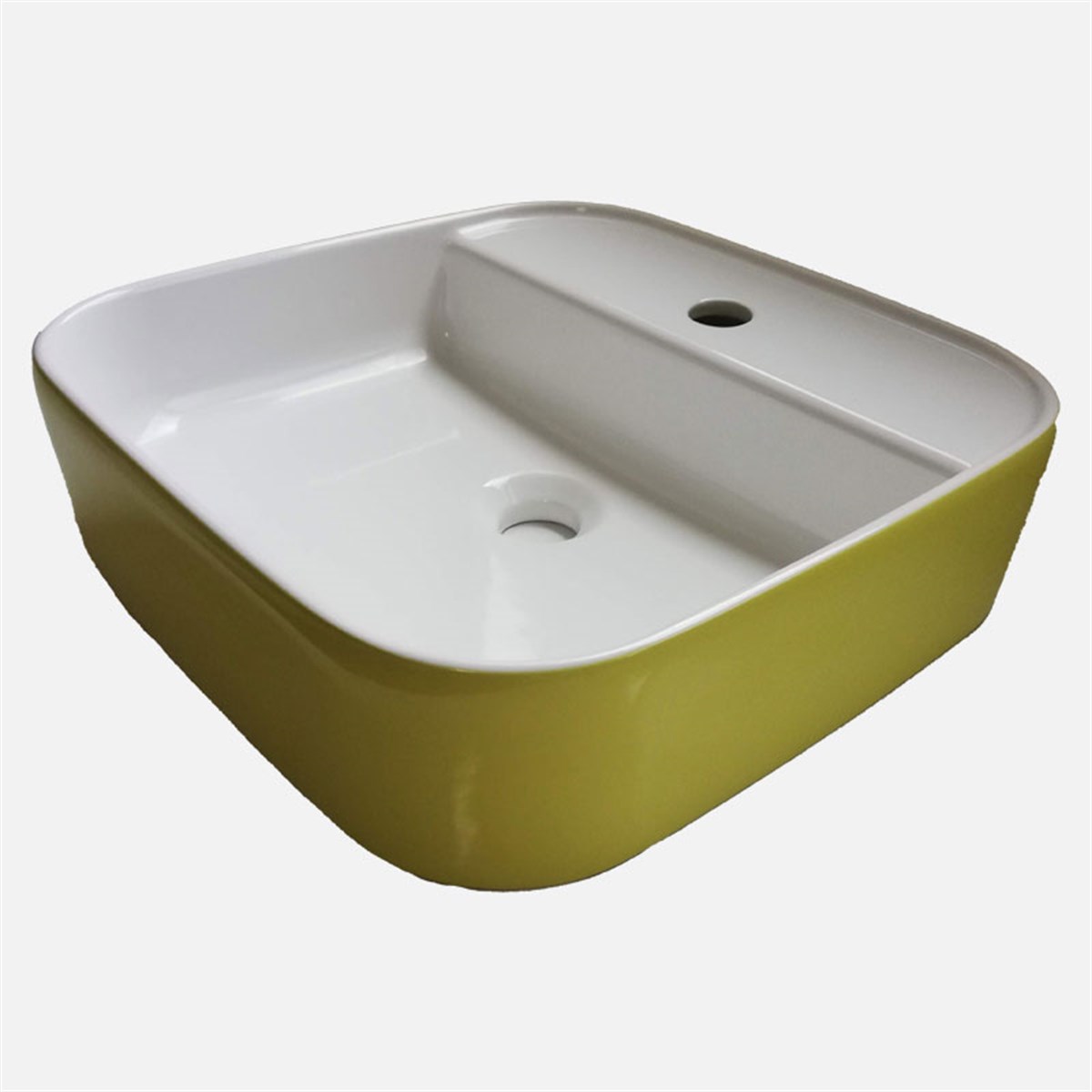 Güral Vit Nova Sarı Beyaz Mobilya Üstü Lavabo 42 cm x 42 cm