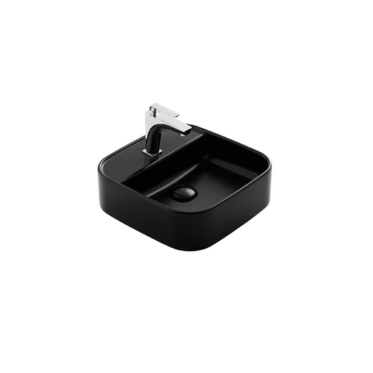 Güral Vit Nova Batarya Delikli Lavabo Mat Siyah 42 cm x 42 cm