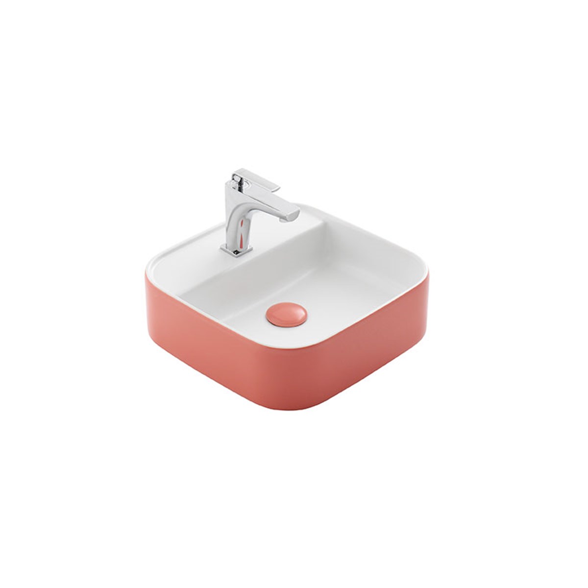 Güral Vit Nova Batarya Delikli Lavabo Mat Yavru Ağzı Beyaz 42 cm x 42 cm