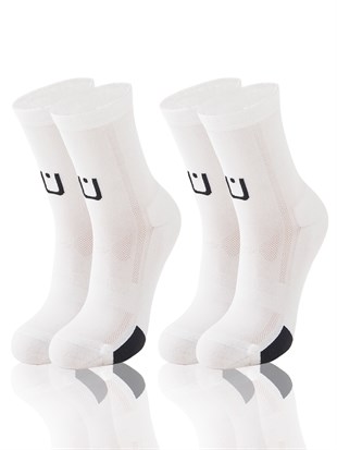 2'li Bisikletçi Çorabı (Beyaz)
