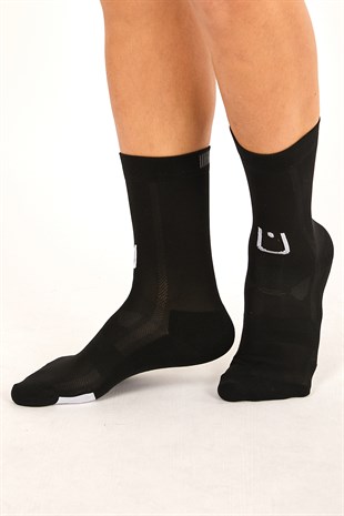 2'li Bisikletçi Çorabı (Beyaz-Siyah)
