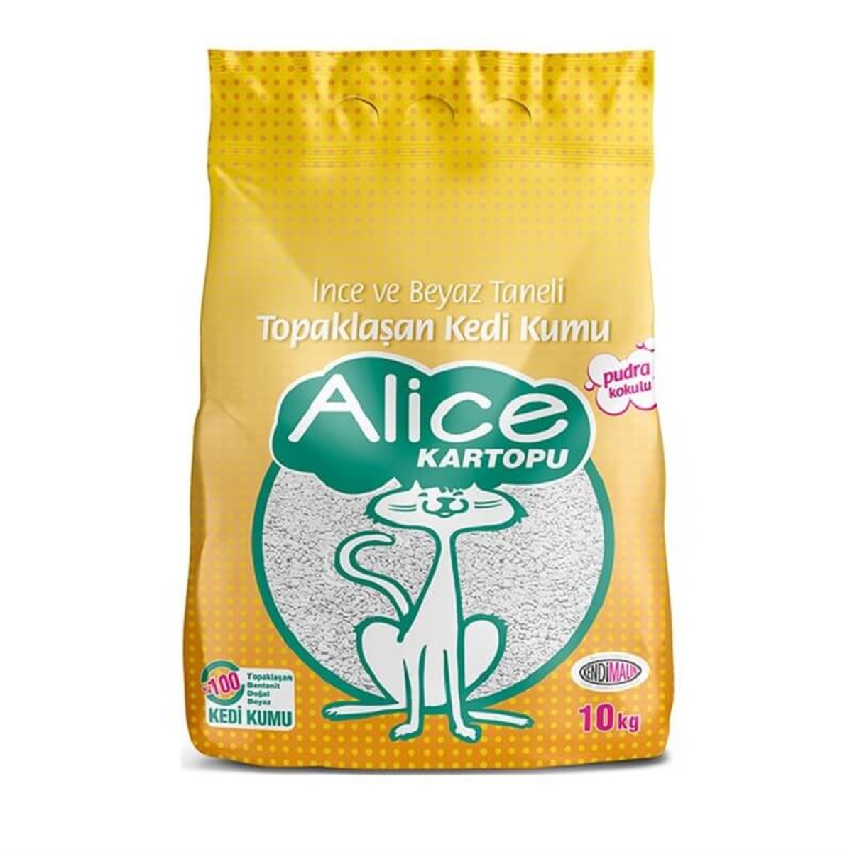 Alice İnce ve Beyaz Taneli Topaklaşan Kedi Kumu 10 Kg