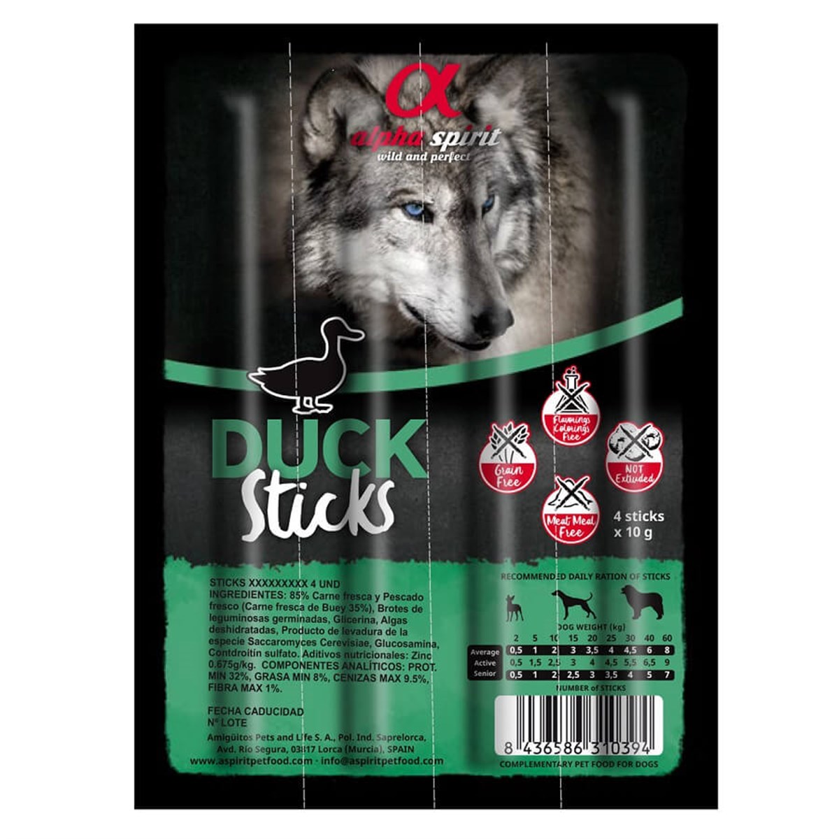 Alpha Spirit Ördekli Sticks Köpek Ödül Maması 4*10 gr.