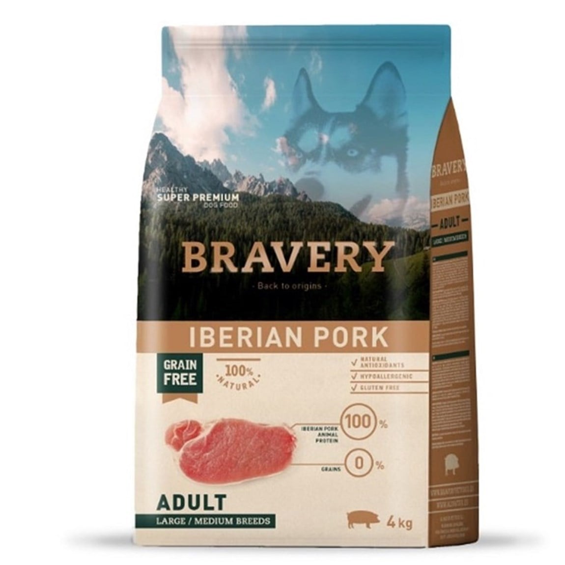 Bravery Pork Domuzlu Medium/Large Yetişkin Köpek Maması 4 kg