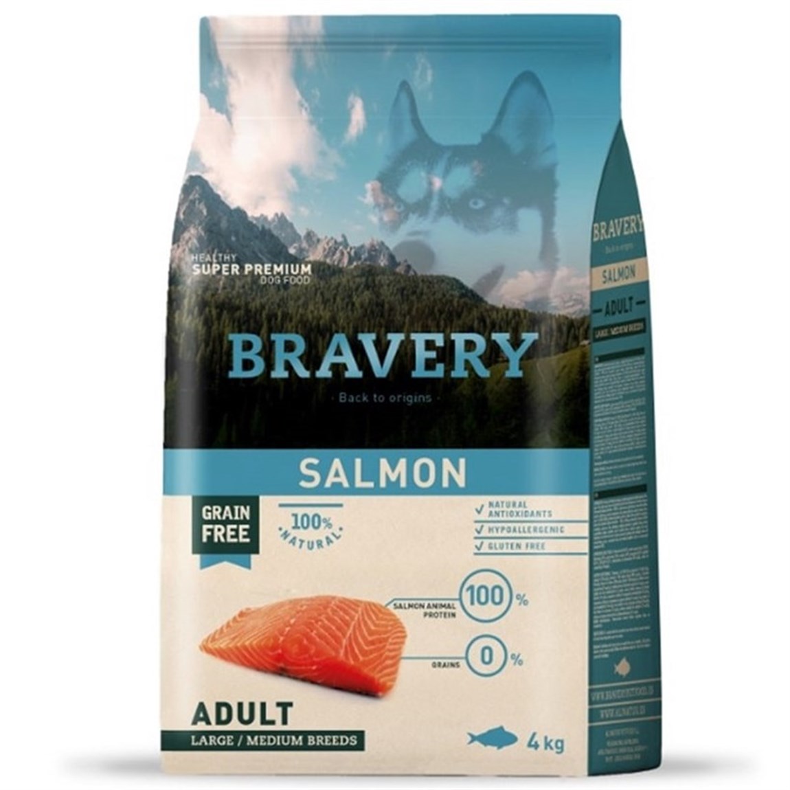 Bravery Somonlu Medium/Large Yetişkin Köpek Maması 4 kg