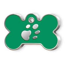 Dalis Kemik Şeklinde Mineli Büyük Köpek Künyesi yeşil