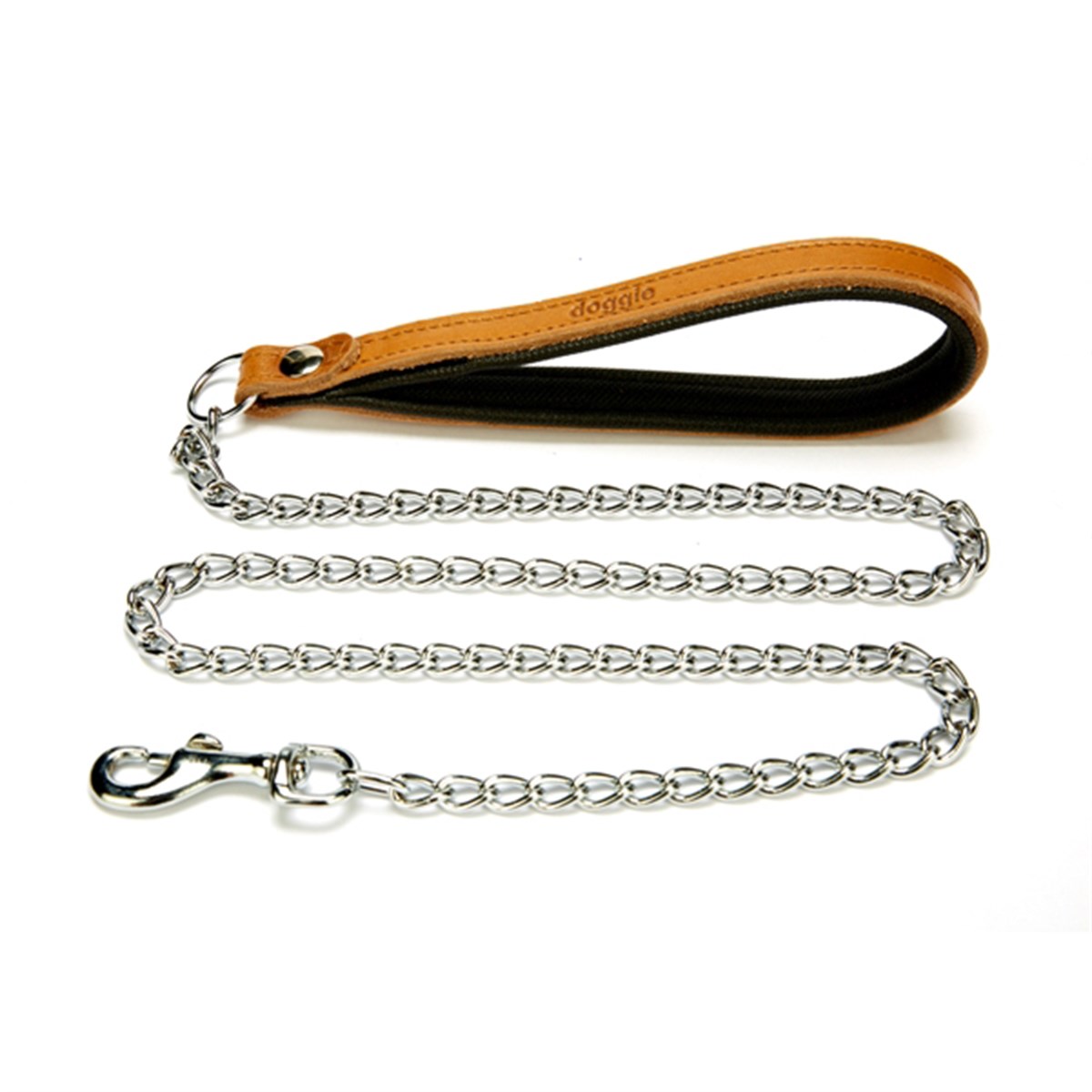 Doggie Comfort Deri İnce Zincirli Gezdirme 120 Cm Kamel