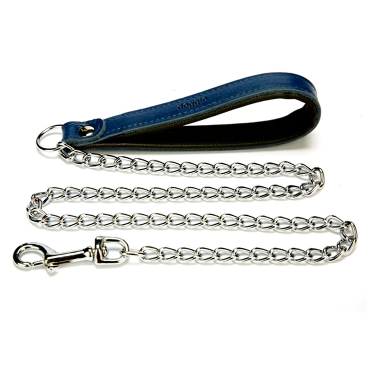 Doggie Comfort Deri İnce Zincirli Gezdirme 120 Cm Mavi