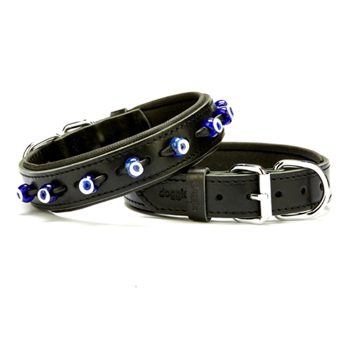 Doggie Comfort Nazar Boncuklu Deri Boyun Tasması 38 Cm Siyah