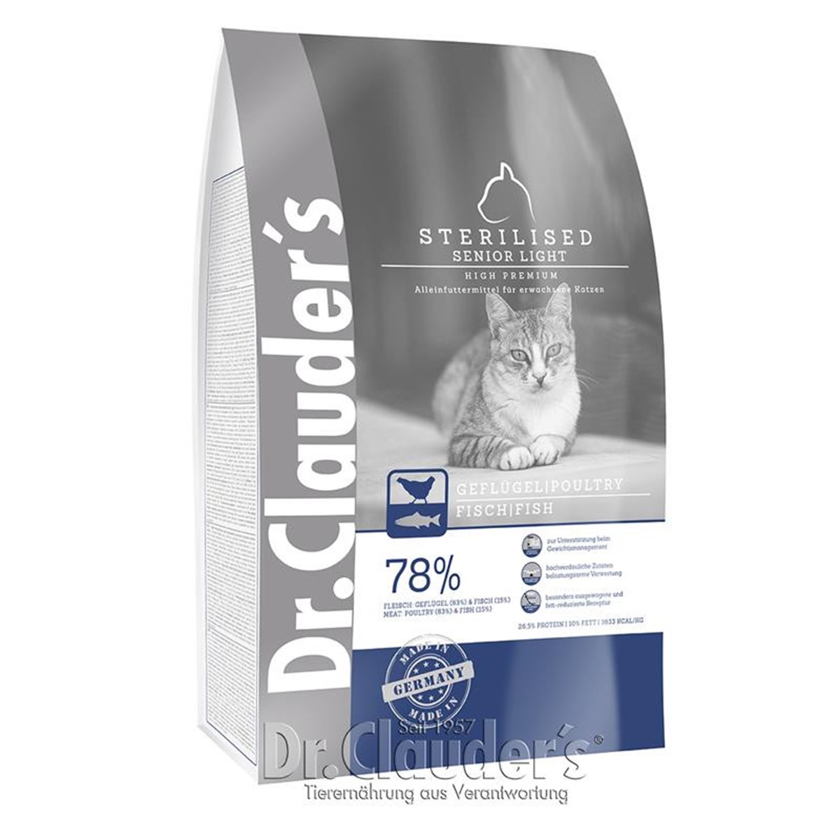 Dr.Clauders Tavuklu Balıklı Yaşlı Kısır Light Kedi Maması 1.5kg