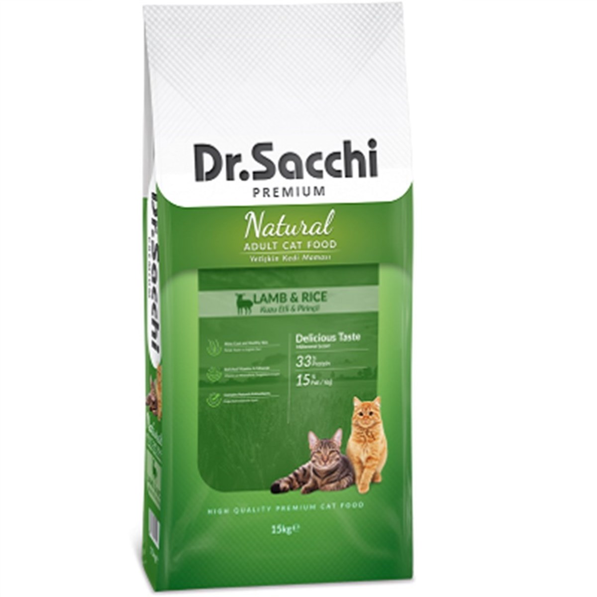 Dr.Sacchi Natural Lamb&Rice Yetişkin Kedi Maması 15 kg