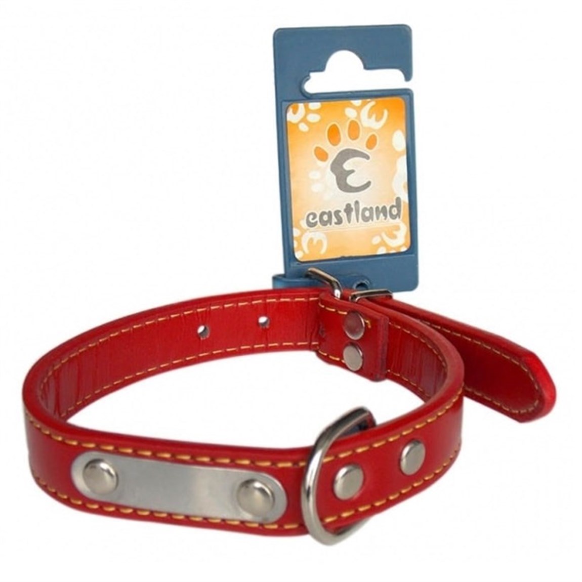 Eastland Deri Metal Plakalı Köpek Tasması 4x65 cm Kırmızı