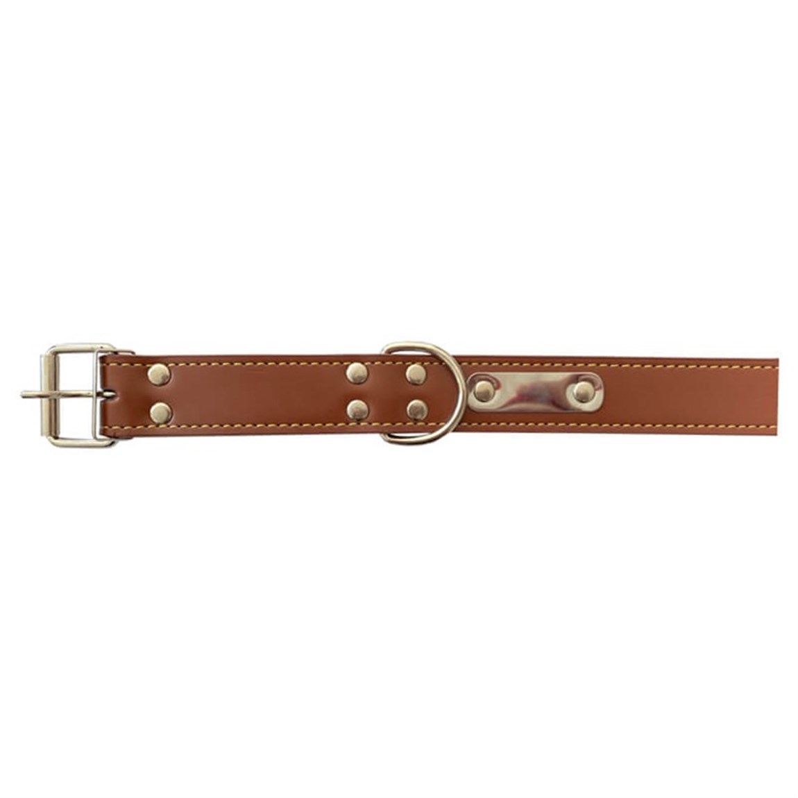 Eastland Deri Metal Plakalı Köpek Tasması 3x55 cm Kahverengi