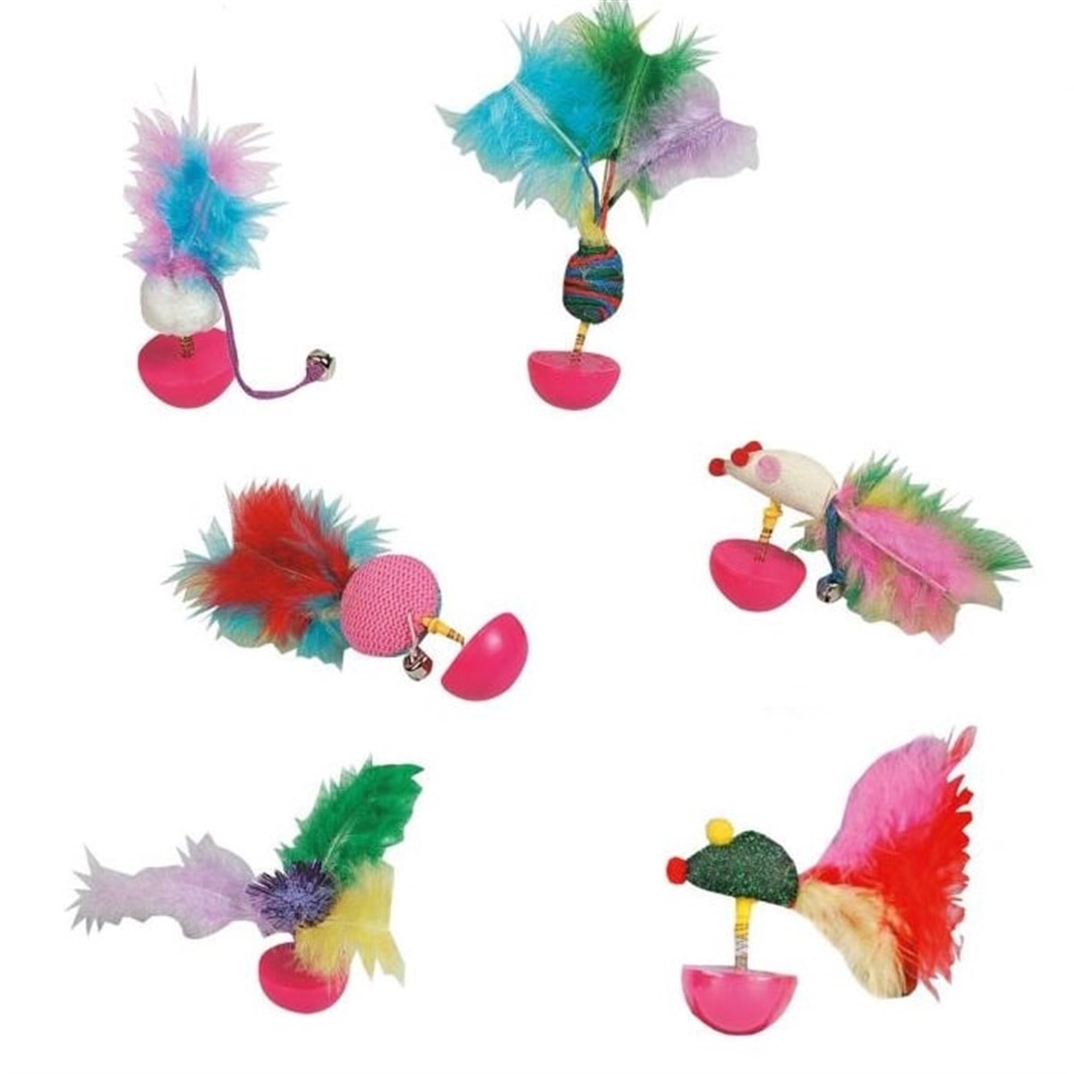 Flamingo Tüylü Hacıyatmaz Kedi Oyuncağı 12cm