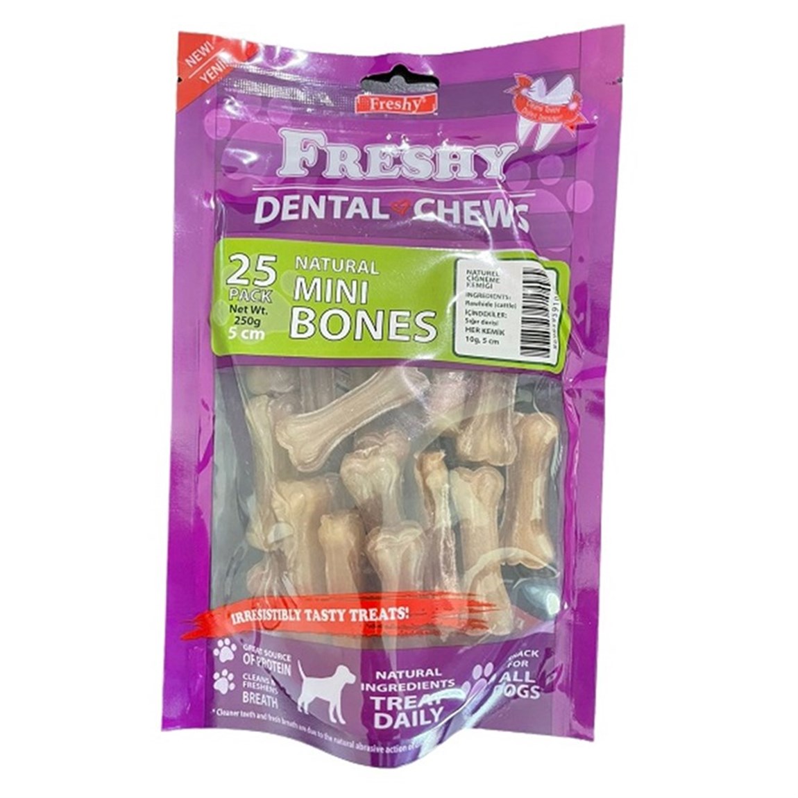 Freshy Naturel Dental Bones 5 Cm 25 Li Paket