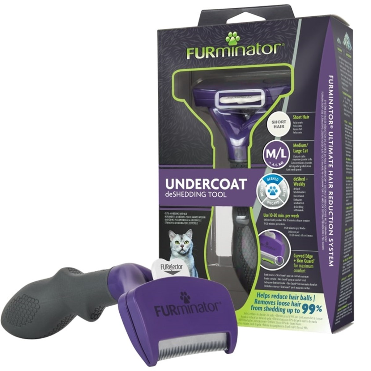 Furminator Kısa Tüylü Kedi Tarağı MEDIUM/LARGE