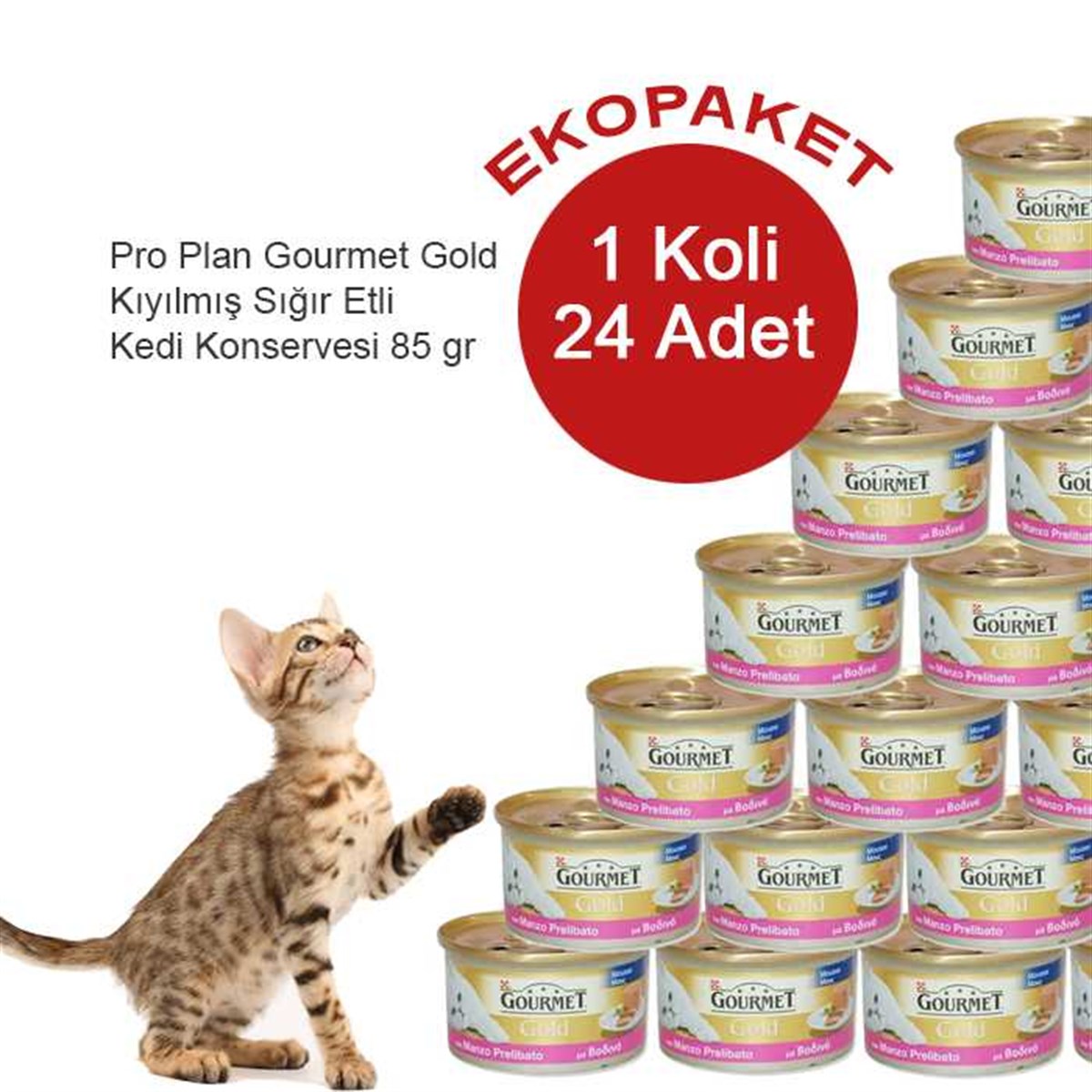 Gourmet Gold Kıyılmış Sığır Etli Kedi Konserve Maması 24 Al 20 Öde