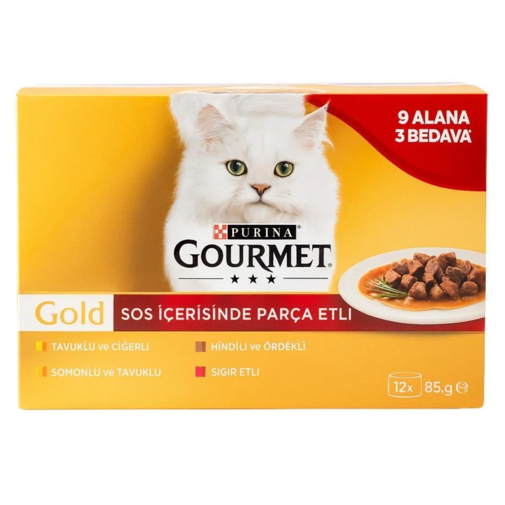 Gourmet Gold Parça Etli Mix Seri Kedi Konservesi 85 gr 12 Al 9 Öde