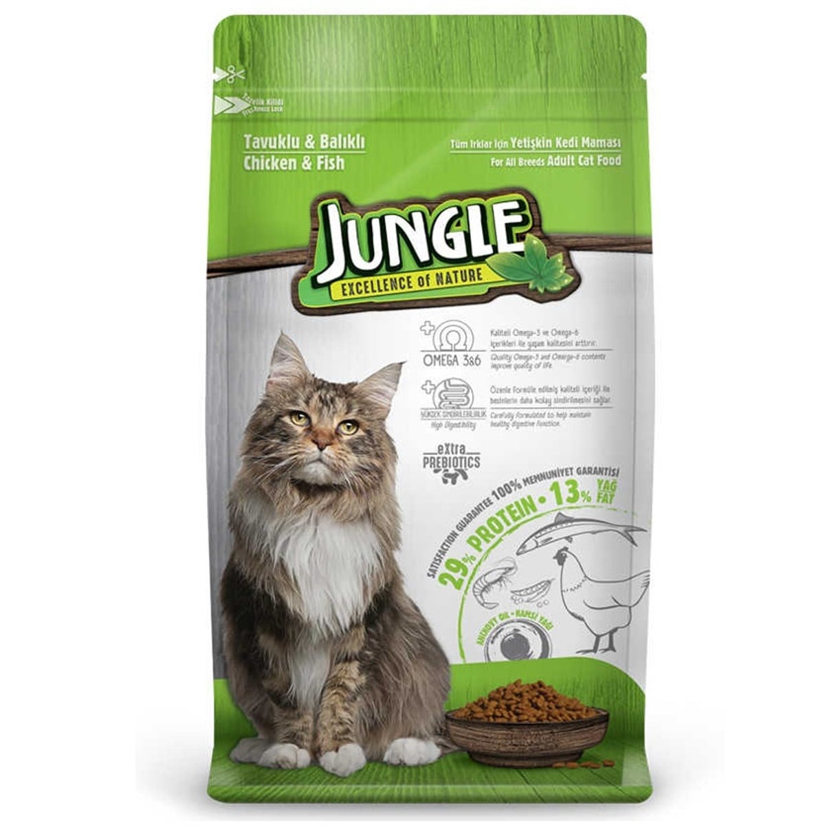 Jungle Tavuklu Balıklı Kedi Maması 12 kg