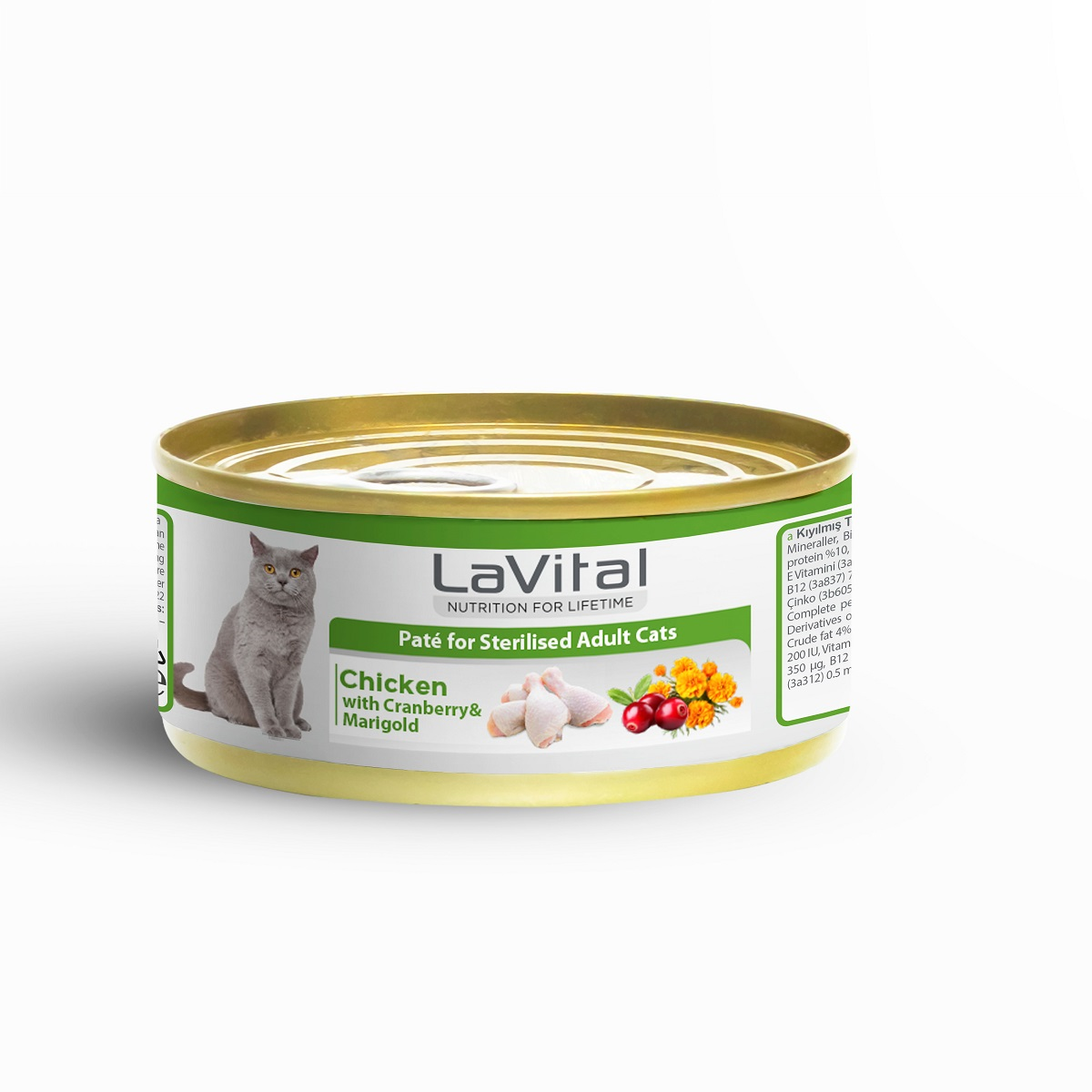 Lavital Tavuklu Kızılcık Sterilised Yetişkin Kedi Konservesi 85GR